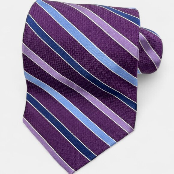 Croft & Barrow Silk Tie Striped Geometric Purple Blue Formal Dress - Picture 2 of 6